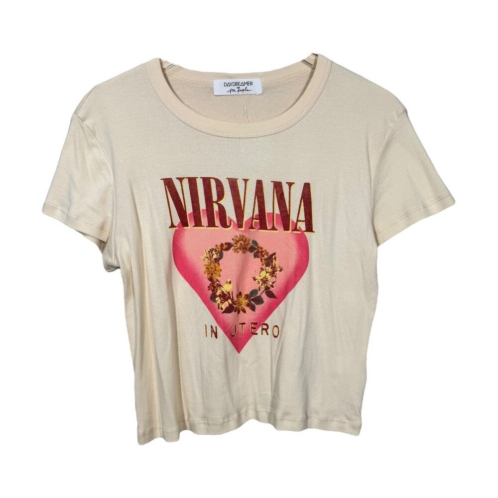 Daydreamer for Free People Nirvana Heart Shaped Box Shrunken Tee Medium New NWT - Picture 2 of 6